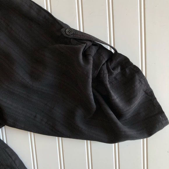 Aakaa Roll Sleeve Tie Front Black Top ~ Size L - Picture 9 of 13